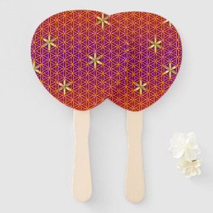 Leque FLOR DA VIDA - padrão de ouro vermelho