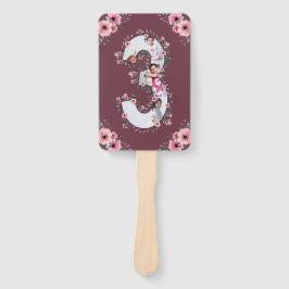 Leque Flor rosa de colagem de fotos de aniversário de 3 