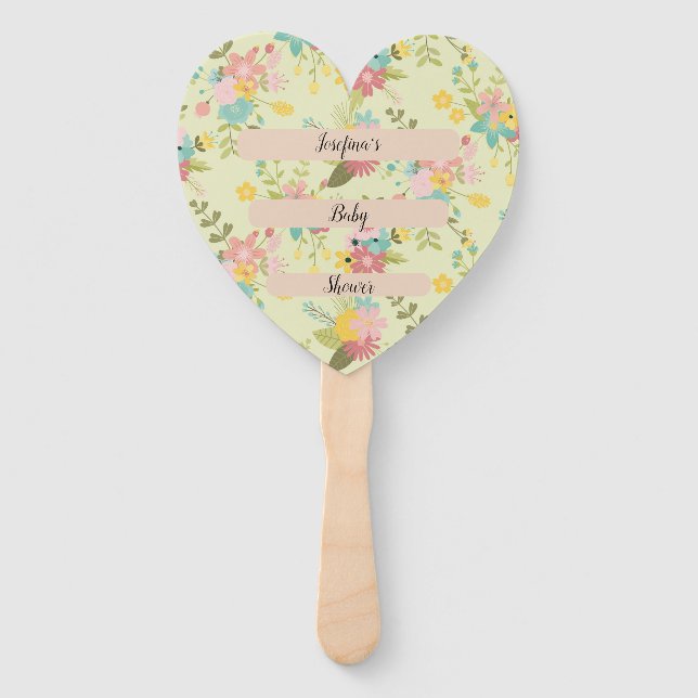 Leque Florais Verdes Cor-de-Rosa Personalizados (Frente)