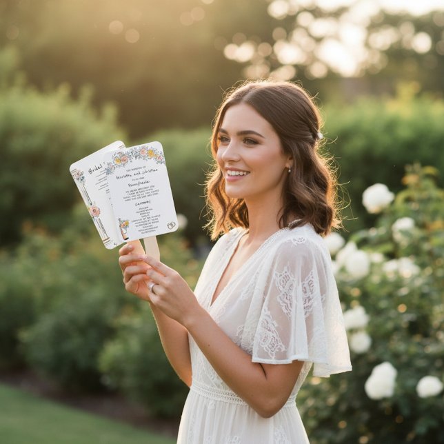 Leque Floral Arch Wedding Ceremony Program Fan (Criador carregado)