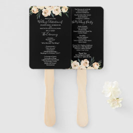 Leque Floral Beige Blush Black Weding Program