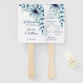 Leque Floral marinho azul-poeirento