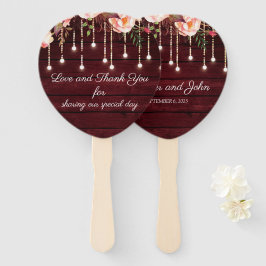 Leque Floral Maroon Wooden Rustic Wedding