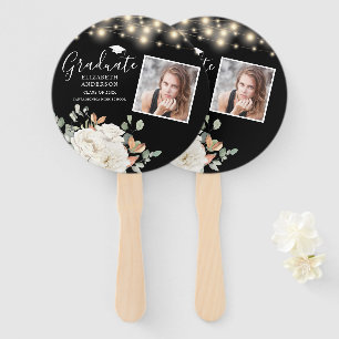 Leque Floral Photo Graduation String Luz Preta
