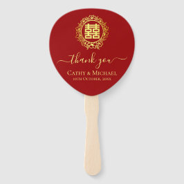 Leque Floral wreath obrigado seu casamento chinês vermel