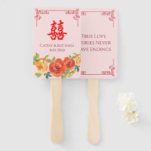 Flores amarelas laranja moldura chinesa casamento