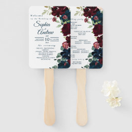 Leque Flores azuis e Marinhos Conjunto de Ventiladores