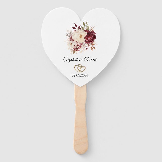 Leque Flores Brancas Burgundy Elegantes (Verso)
