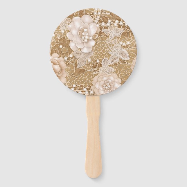 Leque Flores Brancas, Pérolas e Renda (Frente)