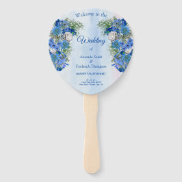 Leque Flores de milho azul e buquês de rosas brancas