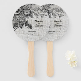 Leque Flores Negras/Cinzas Bonitas Ventilador de Mão