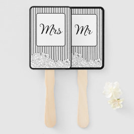 Leque Flores Pretas e Brancas com Stripes