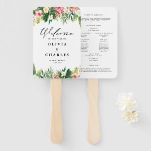 Leque Flores Tropicais Aquarela Casamento de Verão