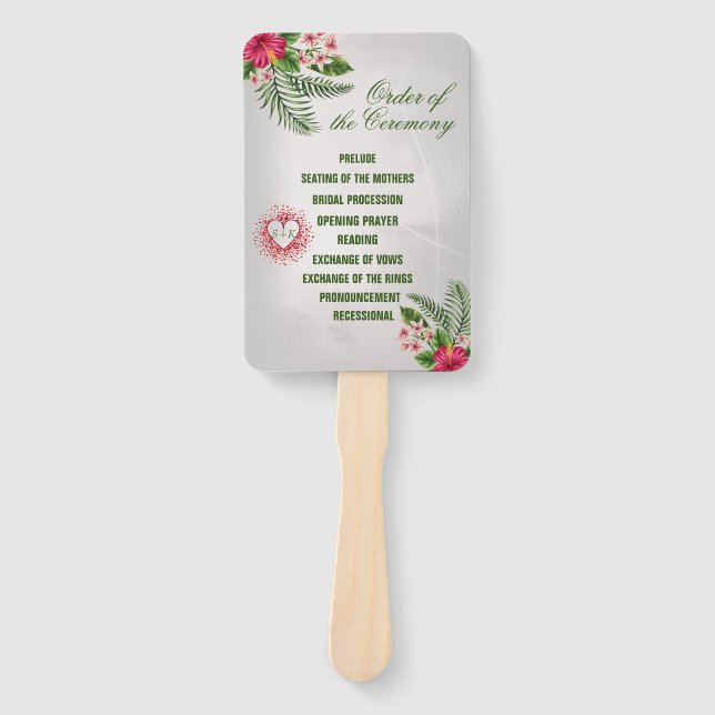 Leque Flores tropicais e Folhas de Cabelo (Frente)