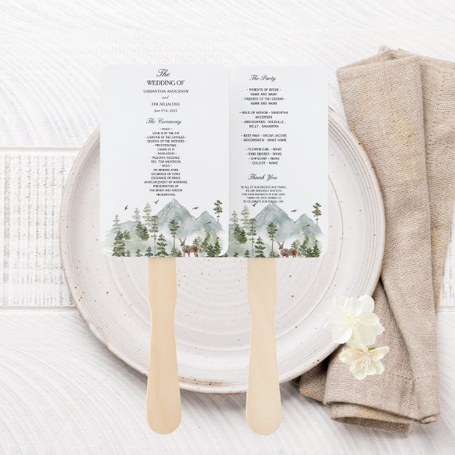 Leque Floresta de Aquarela | Árvores E Veados | (Criador carregado)