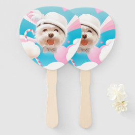 Leque Fluffy Dog com White Hat