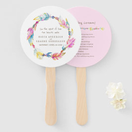 Leque Folhas de boho cor-de-rosa casado e ventiladores d