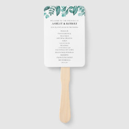 Leque Folhas Elegantes de Verde-azulado Cerimônia de Cas