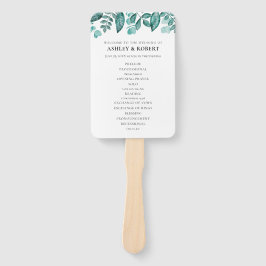 Leque Folhas Elegantes de Verde-Teal Cerimônia de Casame