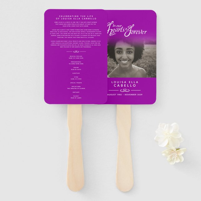 Leque Folhetos de programas de mauve de fotos do serviço (Frente e Verso)