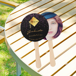 Leque Formando de graduação fotografia roxa dourada negr