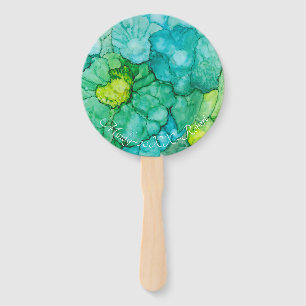 Leque Formato: Ventilador Redondo "Flores Blue-Greens"