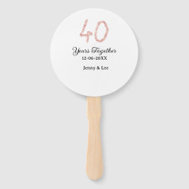 Leque Forty years together black pink glitter bold lette