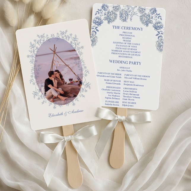 Leque Foto: Casamento Botânico Floral Chinoiserie Blue (Criador carregado)