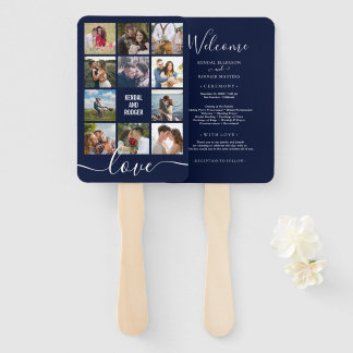 Leque Foto Collage Marinho Blue Wedding Program