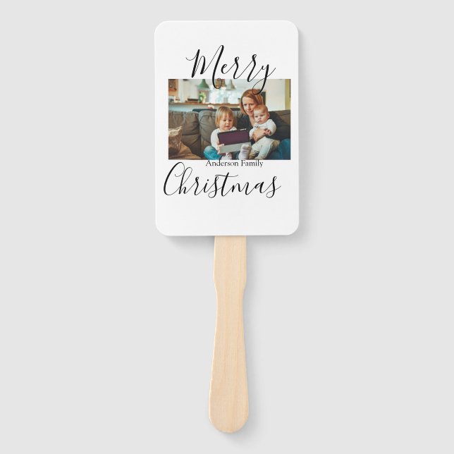 Leque Foto da família Feliz Natal, moderna e elegante ru (Frente)