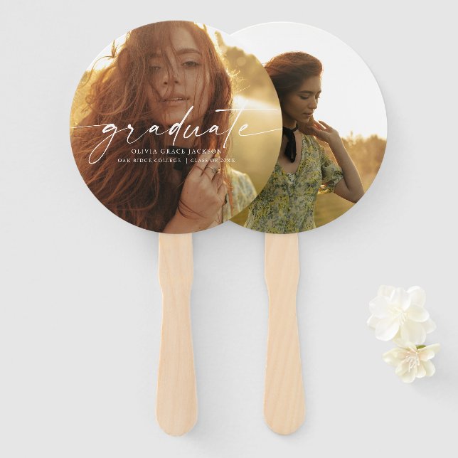 Leque Foto de Graduação de Script Manuscrito de Tendy (Frente e Verso)