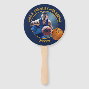 Leque Foto de jogador de basquete em azul marinho e dour