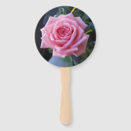 Leque Foto de uma rosa rosa em um ventilador portátil