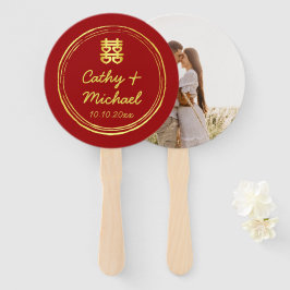 Leque Foto do Casal vermelho Felicidade dupla do casamen