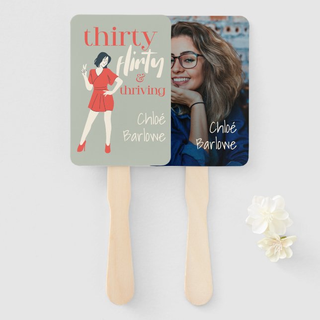 Leque Foto personalizada e florescente de 30 Flirty (Frente e Verso)