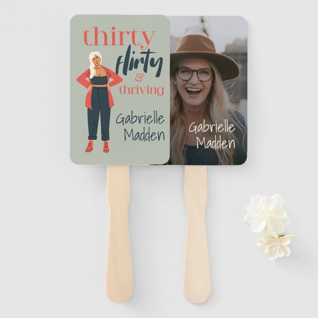 Leque Foto personalizada e florescente de 30 Flirty (Frente e Verso)