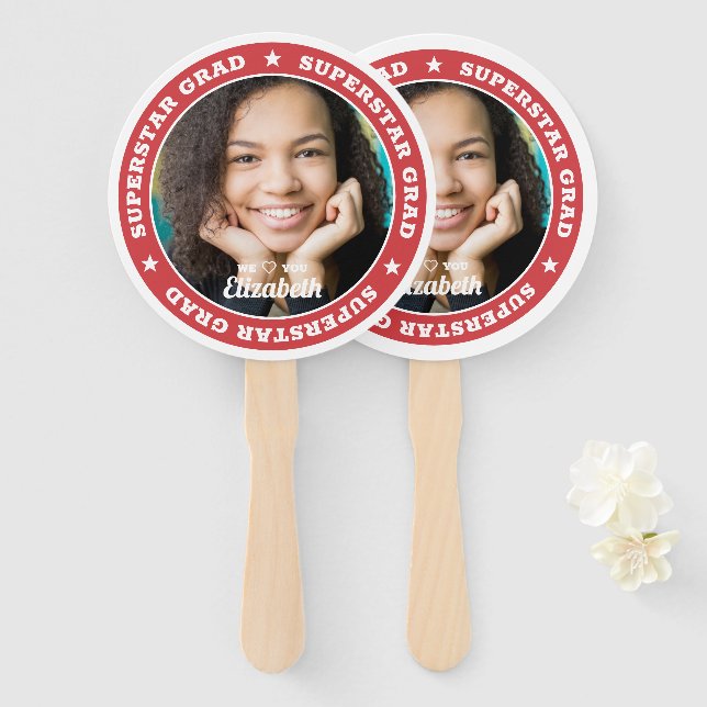 Leque Foto Personalizada Moderna de Graduação de Formand (Frente e Verso)