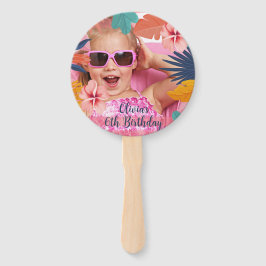 Leque Foto Tropical de Luau, fã de mão