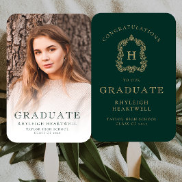 Leque Fotos de Formatura em Verde e Dourado Monograma