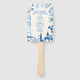Leque French Blue European Garden Wedding Program