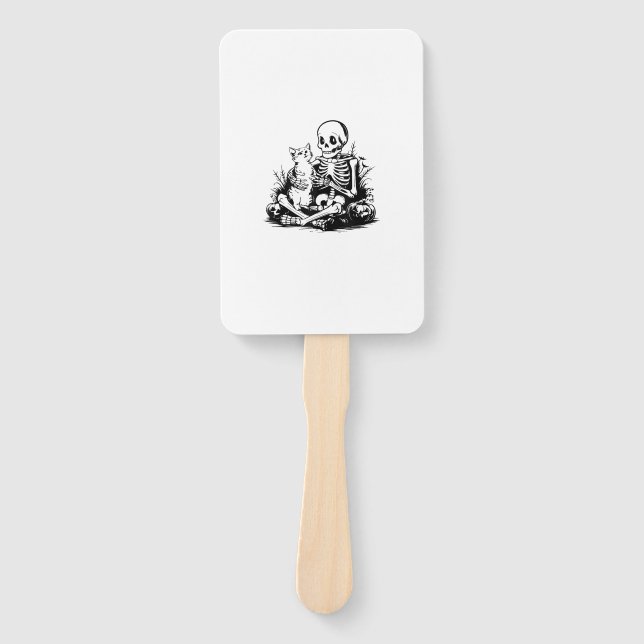 Leque Funny Skeleton Cat Skull Kitty Cute Cat Goth Hallo (Frente)