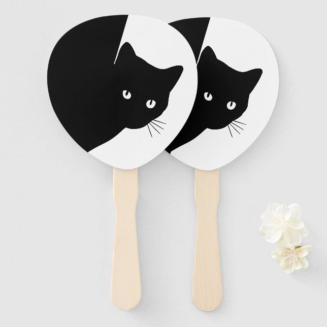 Leque Gato Preto Astuto (Frente e Verso)