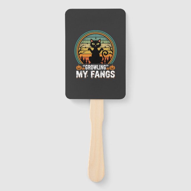Leque Gato Preto de Halloween Rosnando Meus Dentes Desig (Frente)