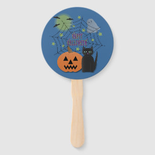 Leque Gato Preto e Abóbora Não Assustam Halloween