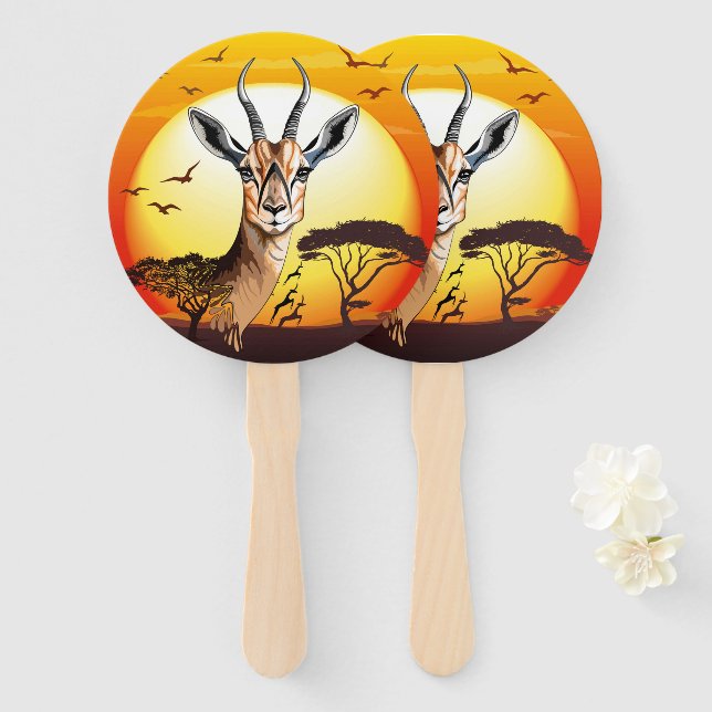 Leque Gazelle African Antelope Wild Animal (Frente e Verso)