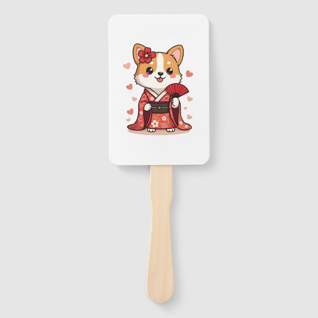 Leque Geisha Corgi Dog Lover Welsh (Frente)