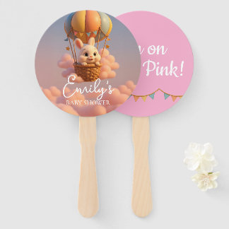 Leque Gender Reveal Hand Fan, Bunny Balloon It’s a Girl
