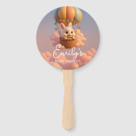 Leque Gender Reveal Hand Fan, Bunny Balloon Neutral Team