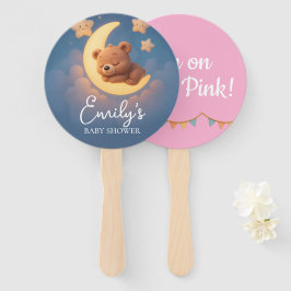 Leque Gender Reveal Hand Fan, Teddy Bear. It’s a Girl