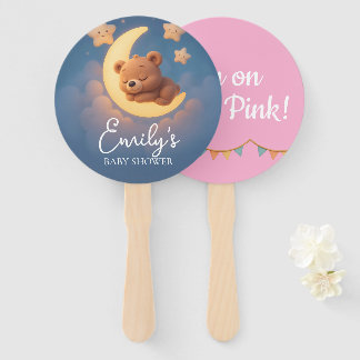 Leque Gender Reveal Hand Fan, Teddy Bear. It’s a Girl